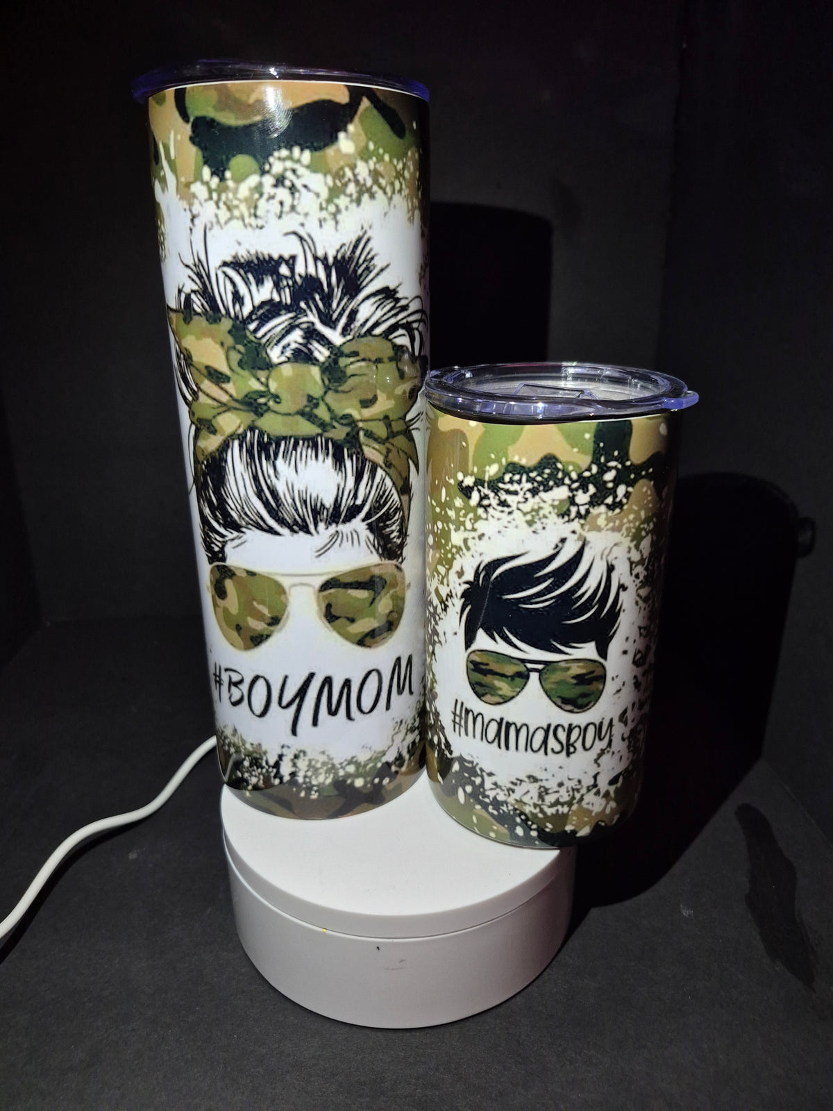Mama's Boy / Boy Mom matching stainless steel tumbler set
