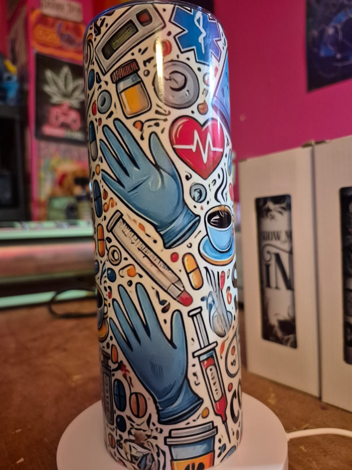 Scrubs, gloved, and coffee all day 20 oz tumbler