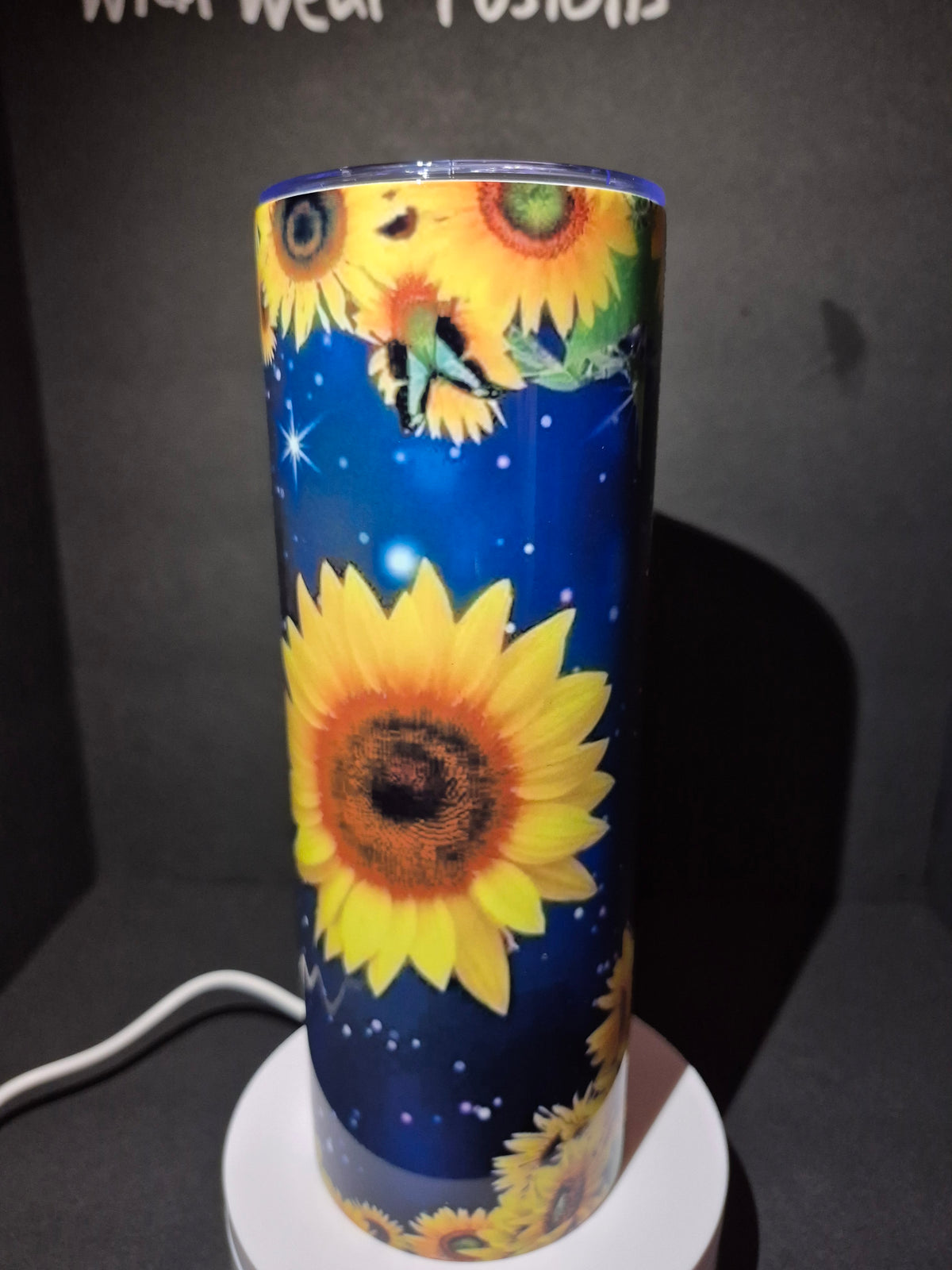 Elephant and sunflower 20 oz stainless steel tumbler