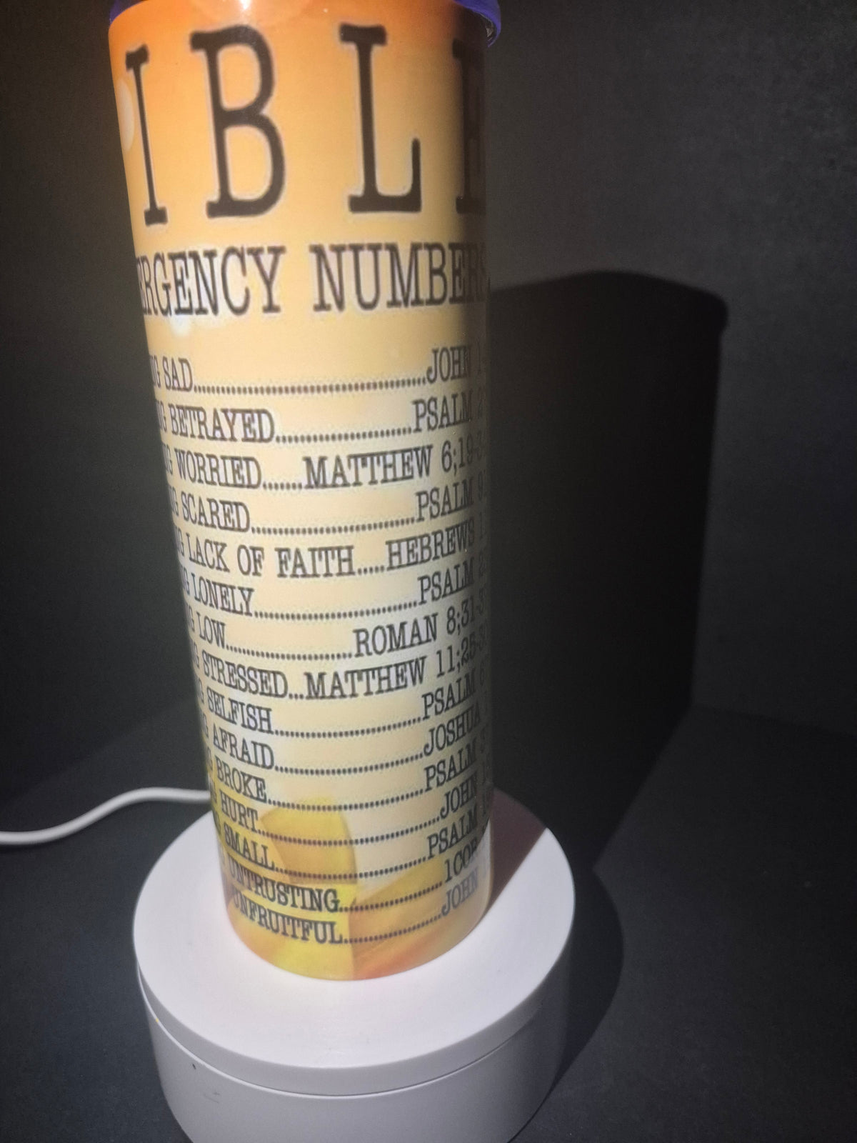 Emergency BIBLE numbers 20 oz stainless steel tumbler