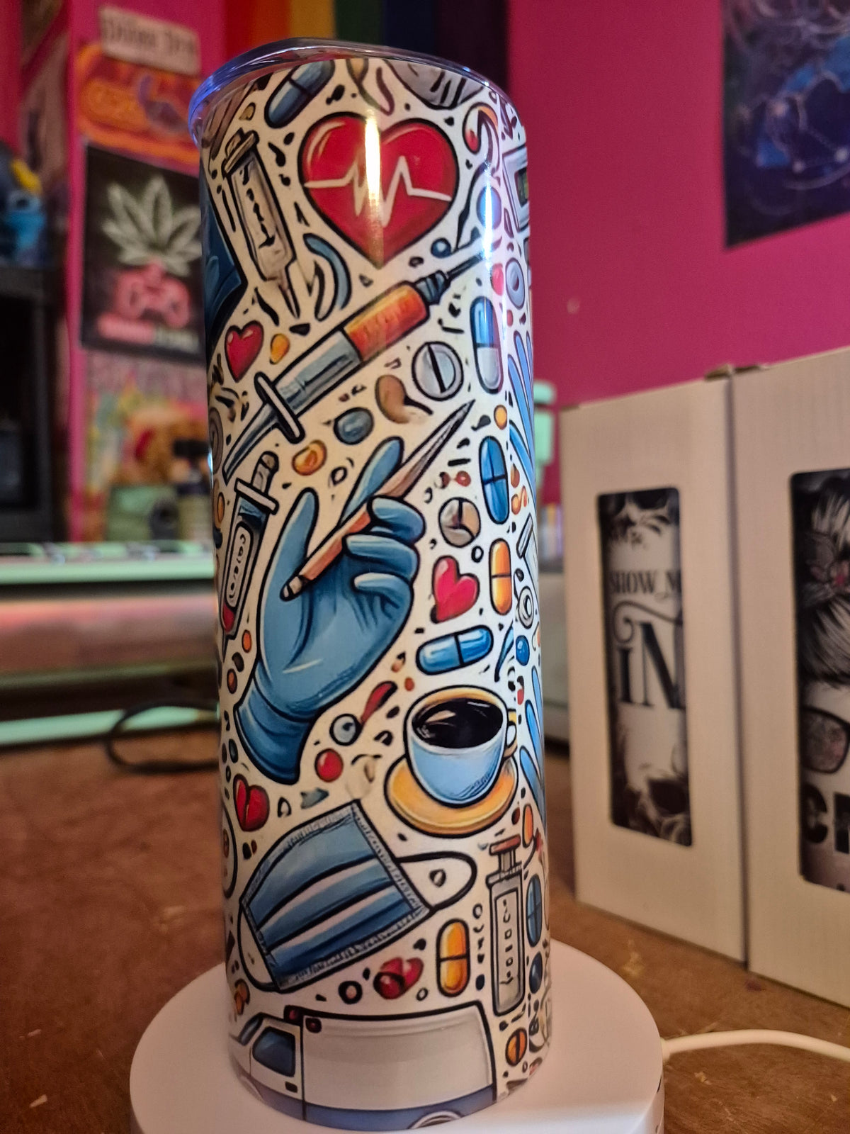 Scrubs, gloved, and coffee all day 20 oz tumbler