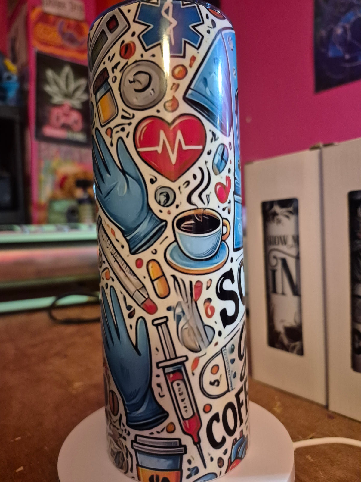 Scrubs, gloved, and coffee all day 20 oz tumbler
