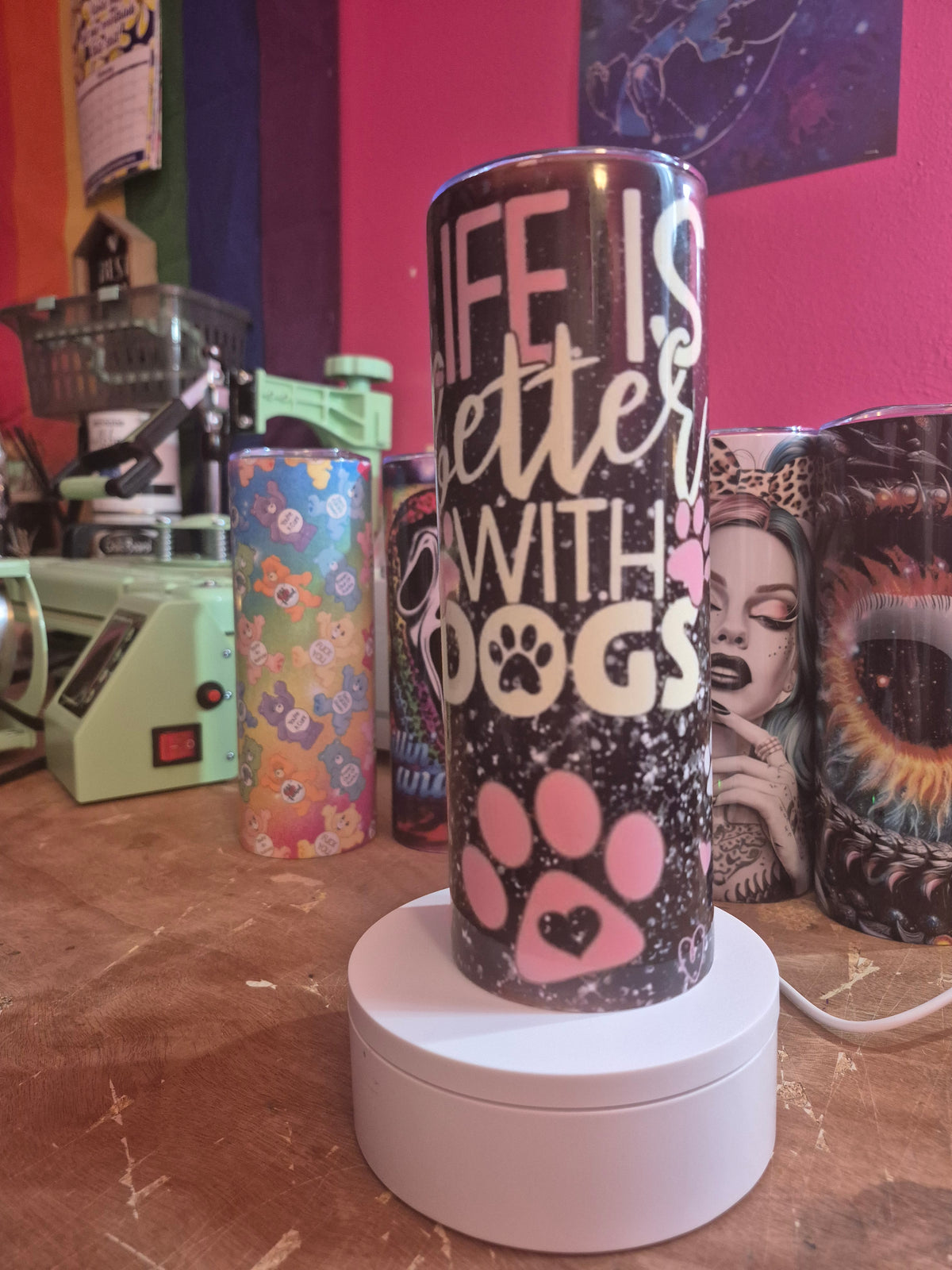 Life is better with dogs stainless steel 20 oz tumbler