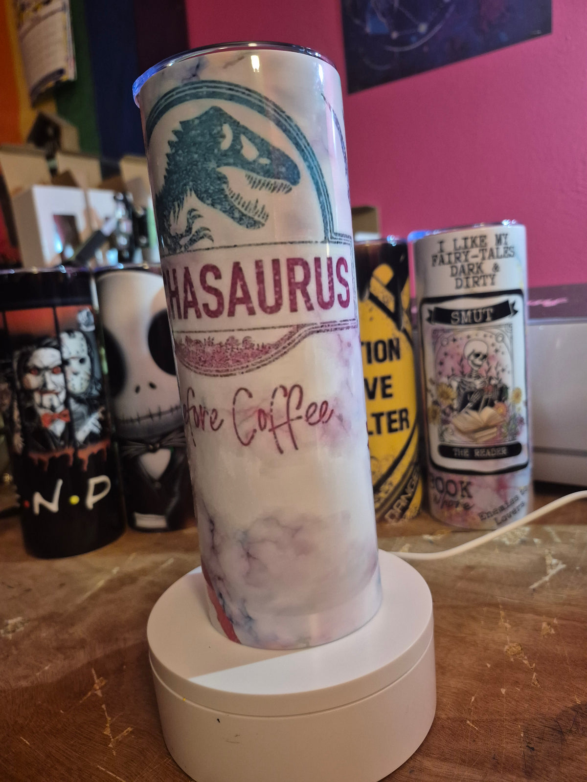 Bitchasaurus before coffee 20oz tumbler