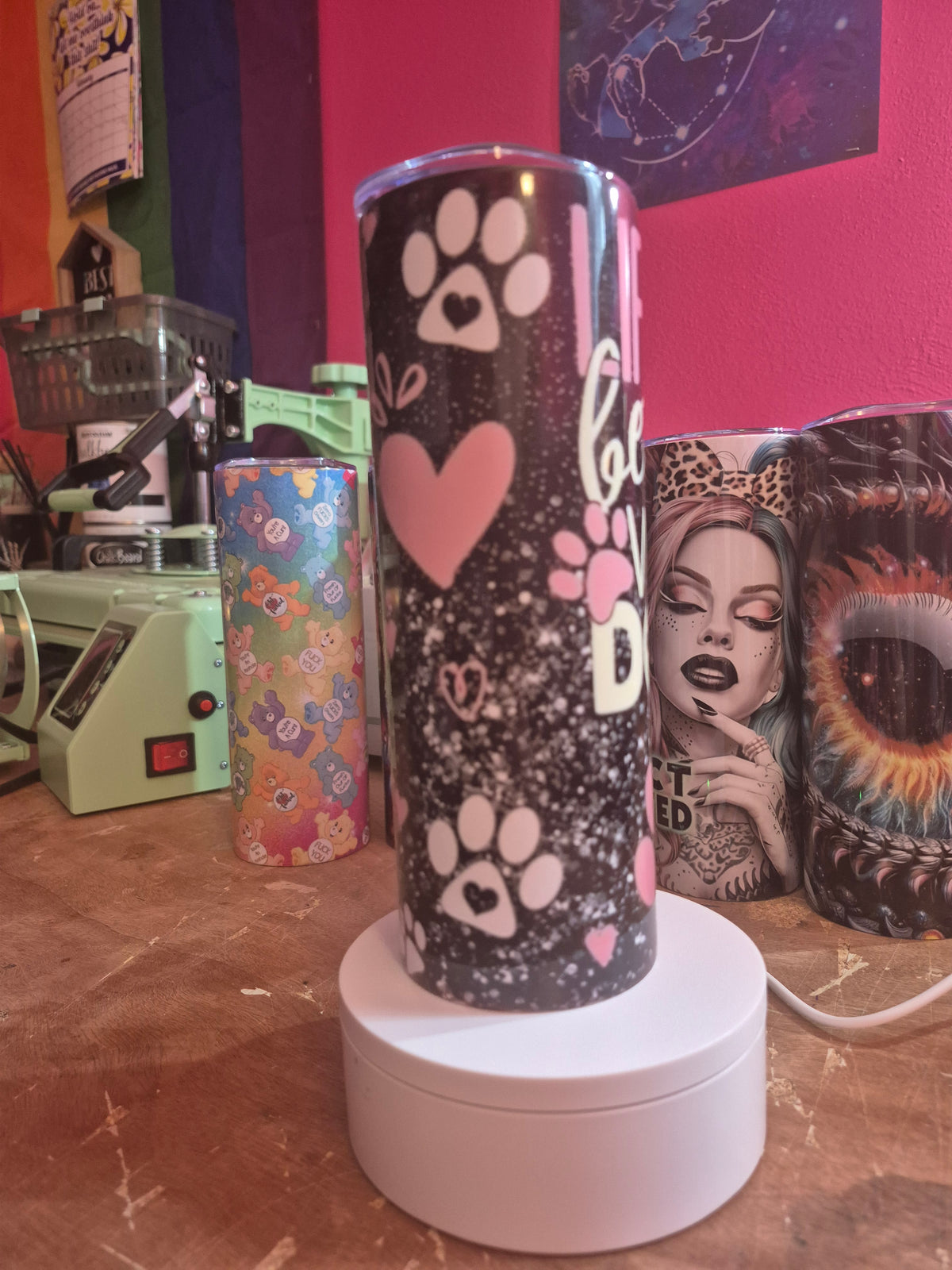 Life is better with dogs stainless steel 20 oz tumbler