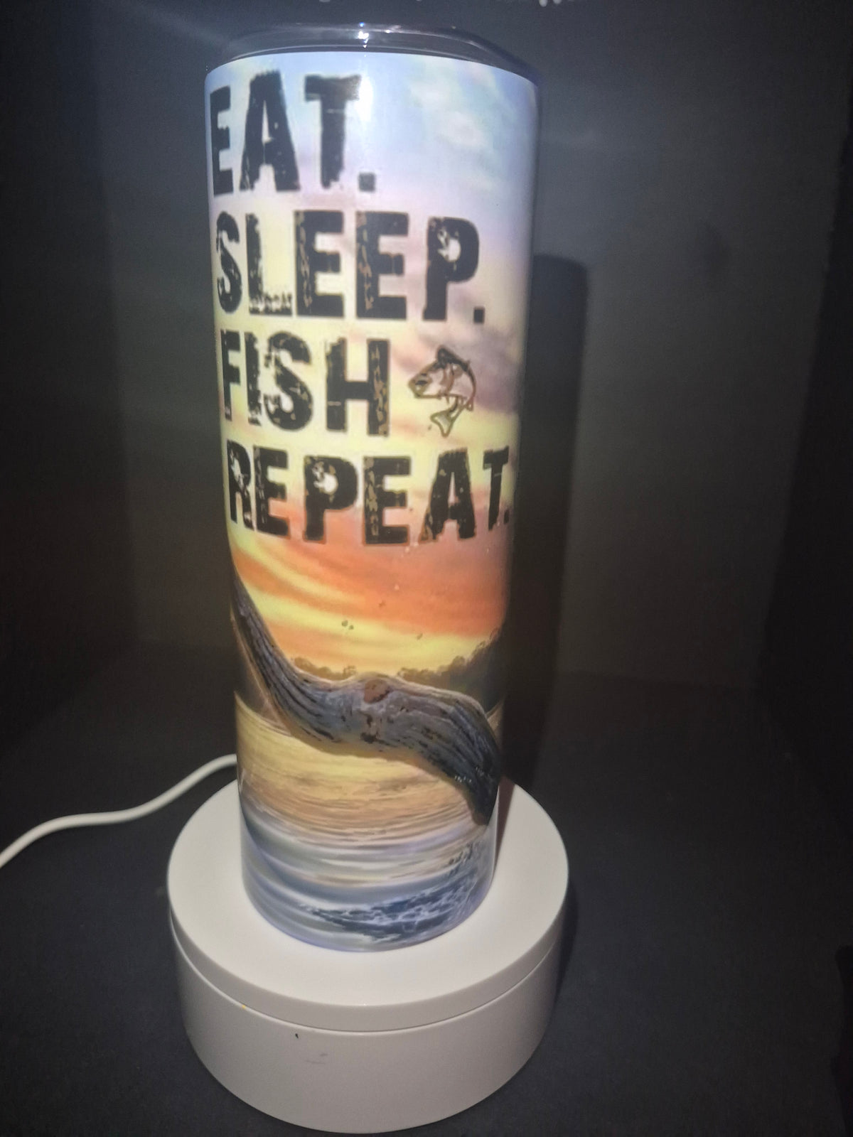 Eat sleep fish repeat 20 oz stainless steel tumbler
