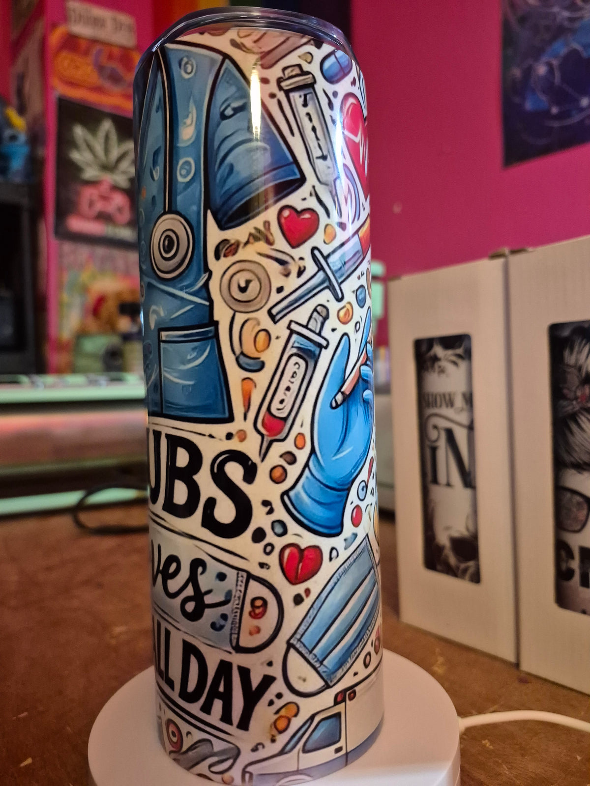Scrubs, gloved, and coffee all day 20 oz tumbler