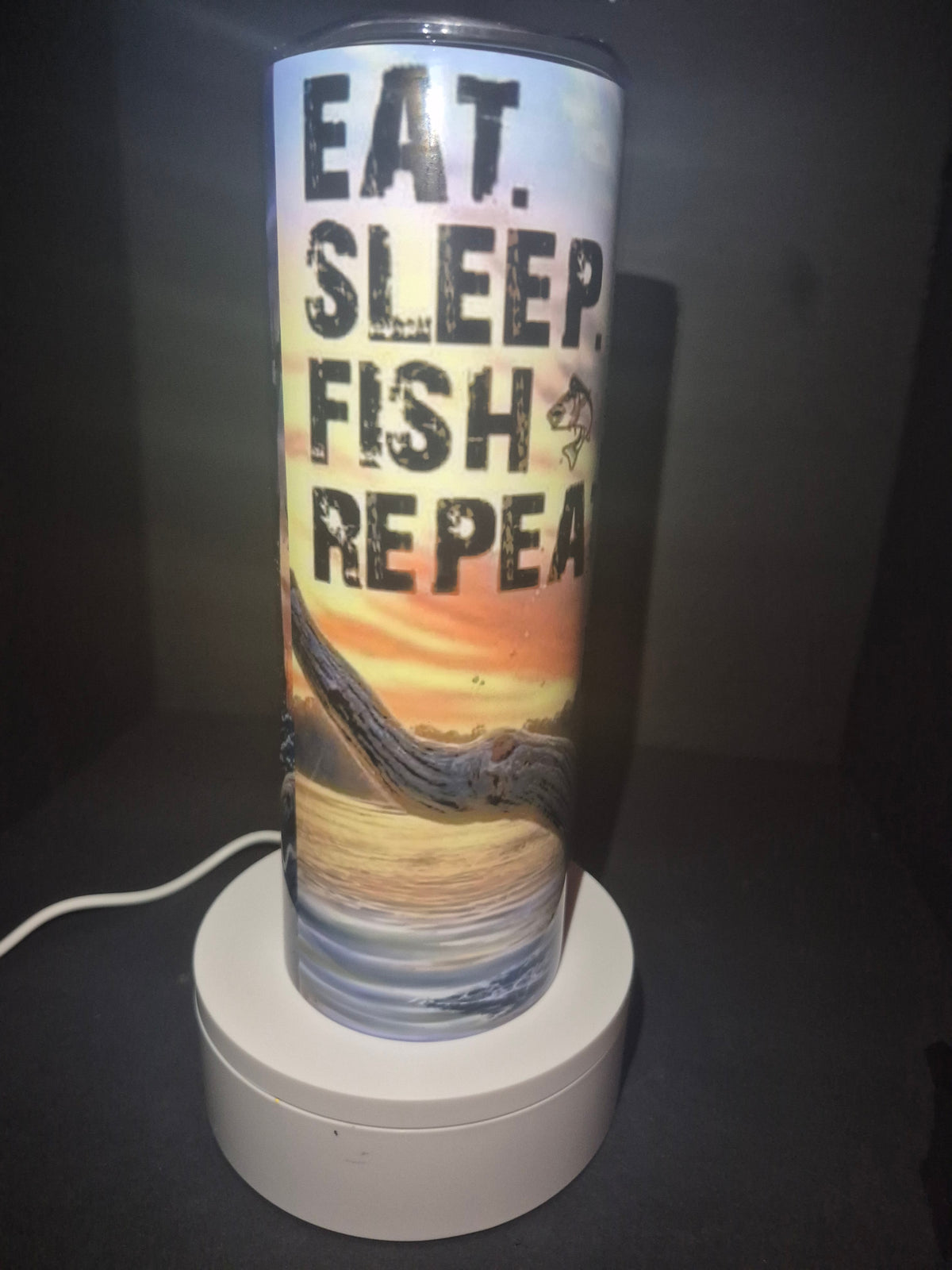 Eat sleep fish repeat 20 oz stainless steel tumbler