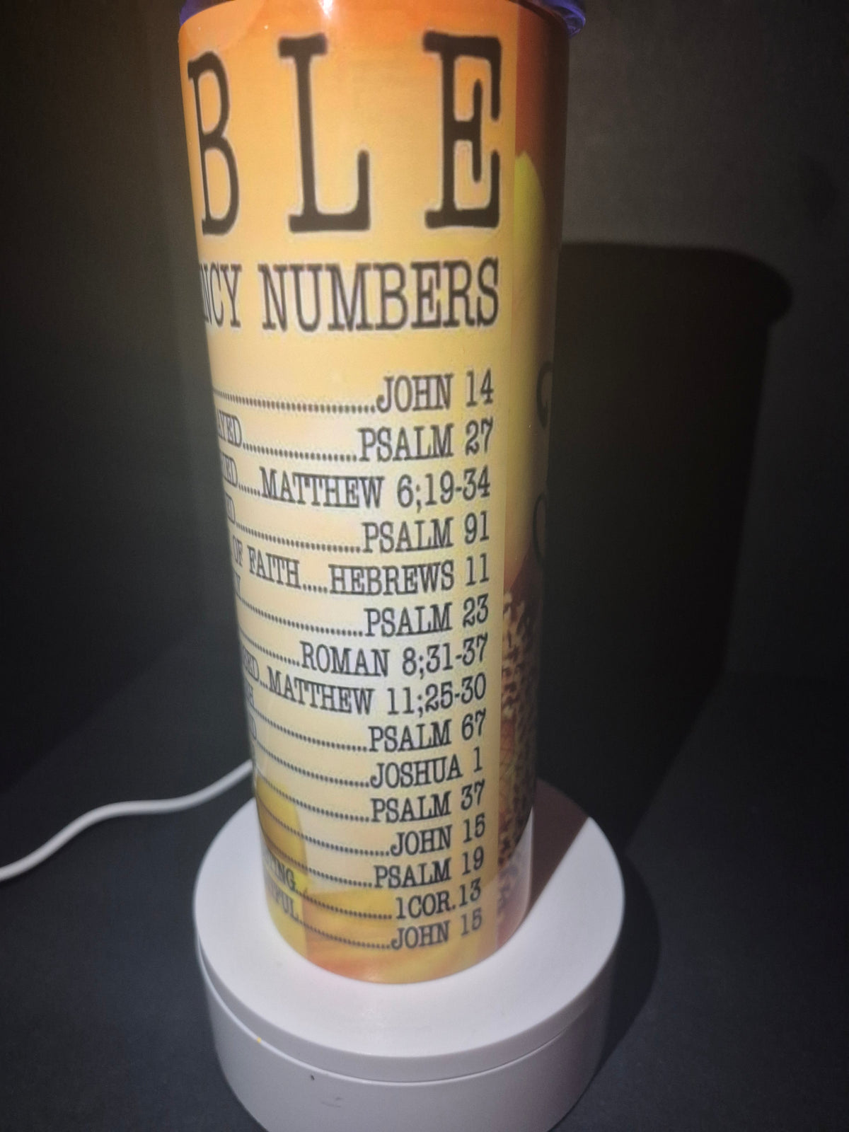 Emergency BIBLE numbers 20 oz stainless steel tumbler