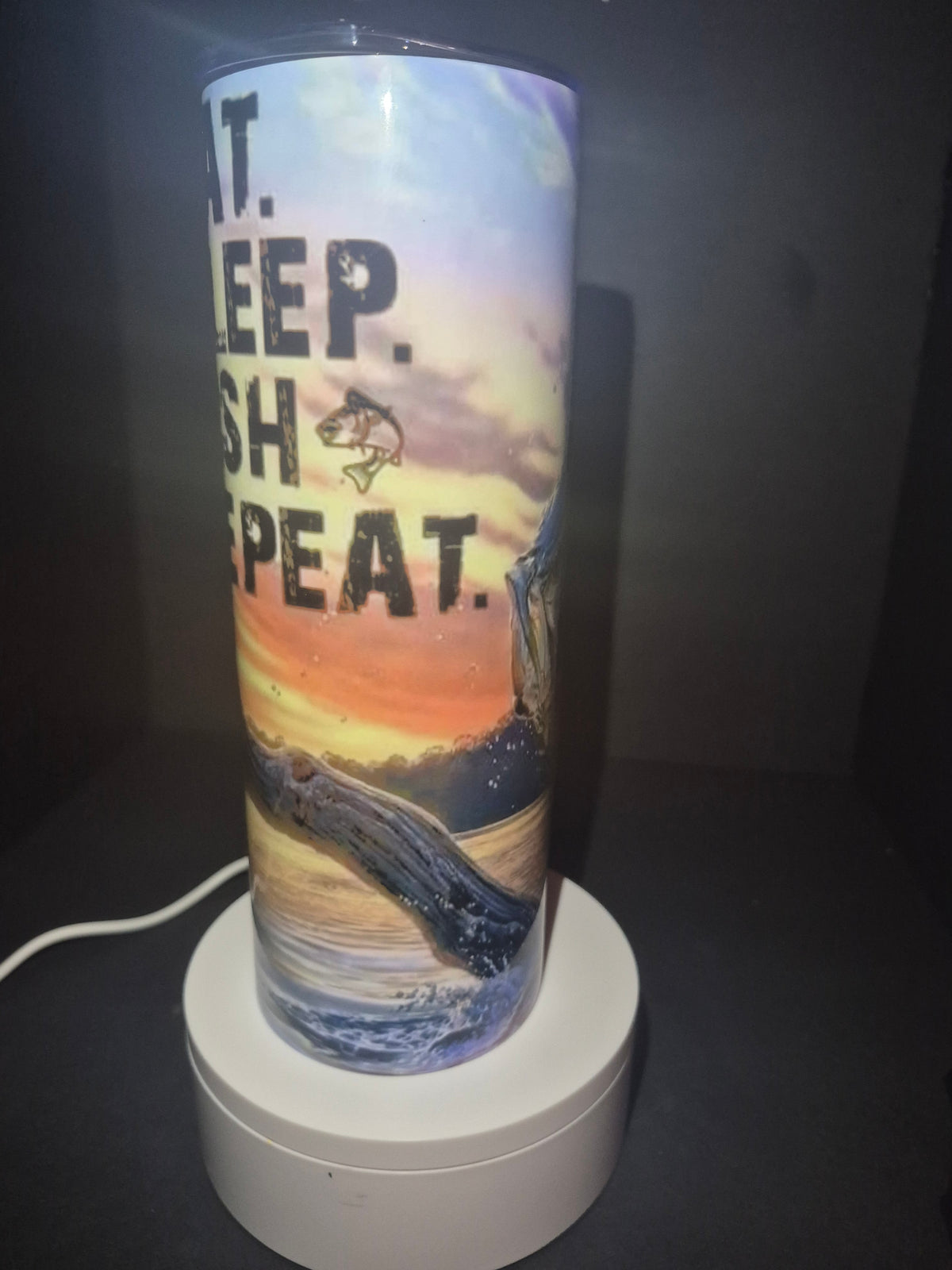 Eat sleep fish repeat 20 oz stainless steel tumbler