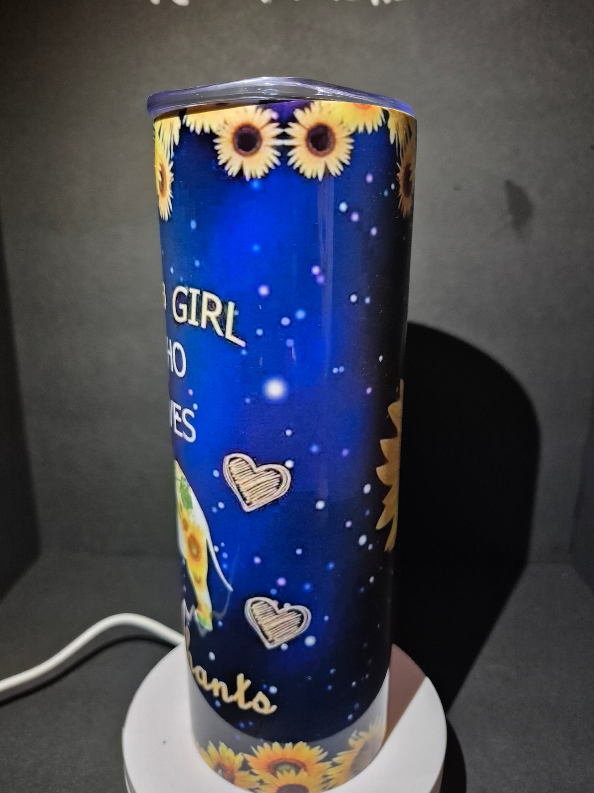 Elephant and sunflower 20 oz stainless steel tumbler