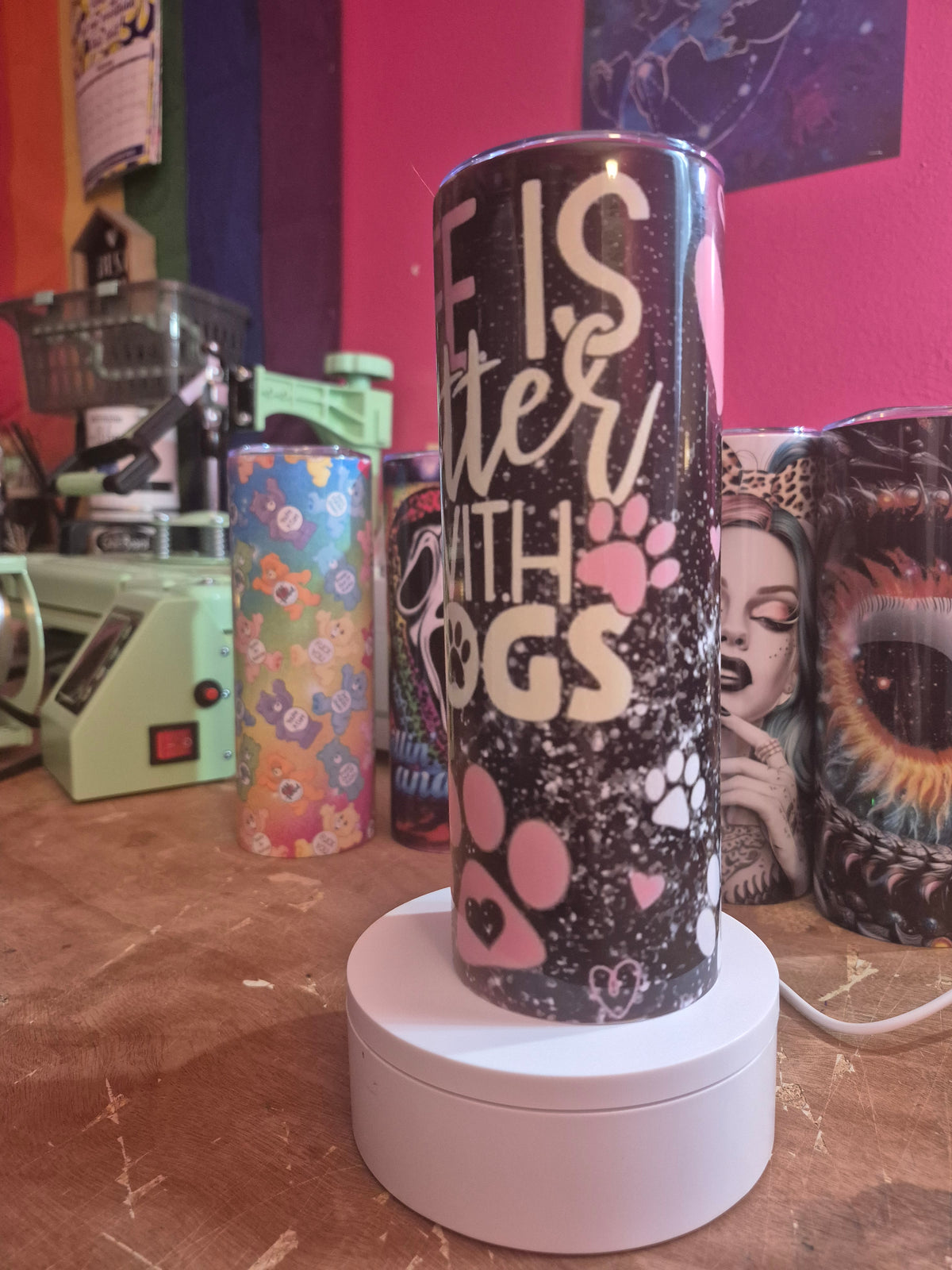 Life is better with dogs stainless steel 20 oz tumbler