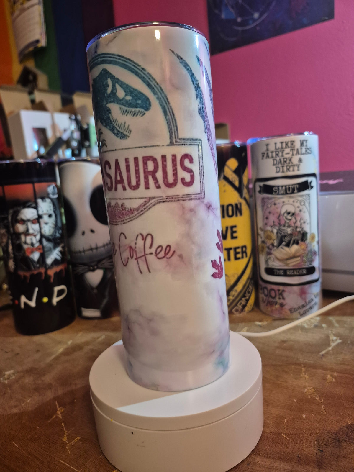 Bitchasaurus before coffee 20oz tumbler