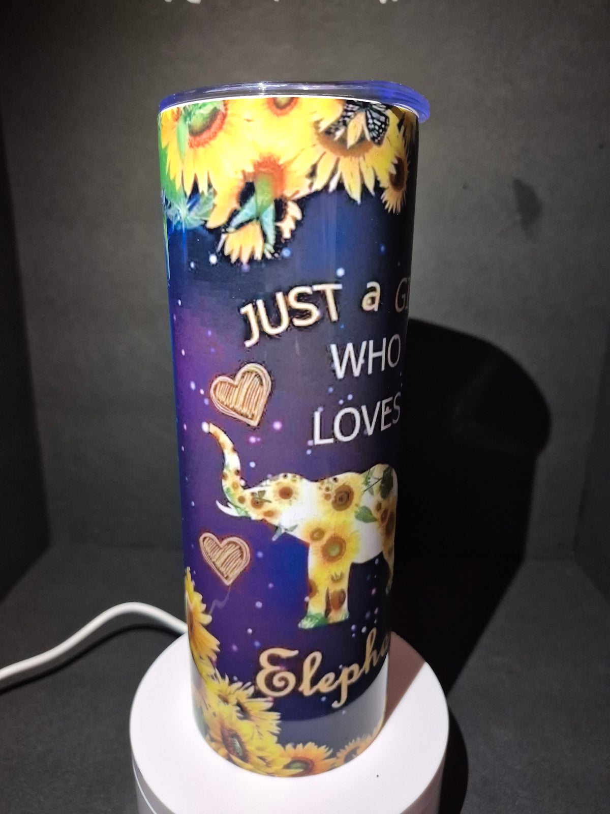 Elephant and sunflower 20 oz stainless steel tumbler
