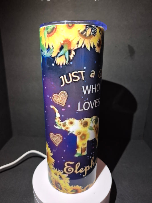 Elephant and sunflower 20 oz stainless steel tumbler