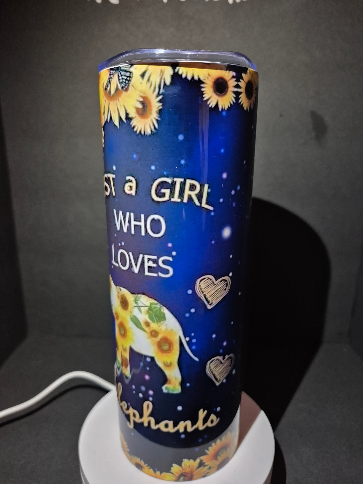 Elephant and sunflower 20 oz stainless steel tumbler