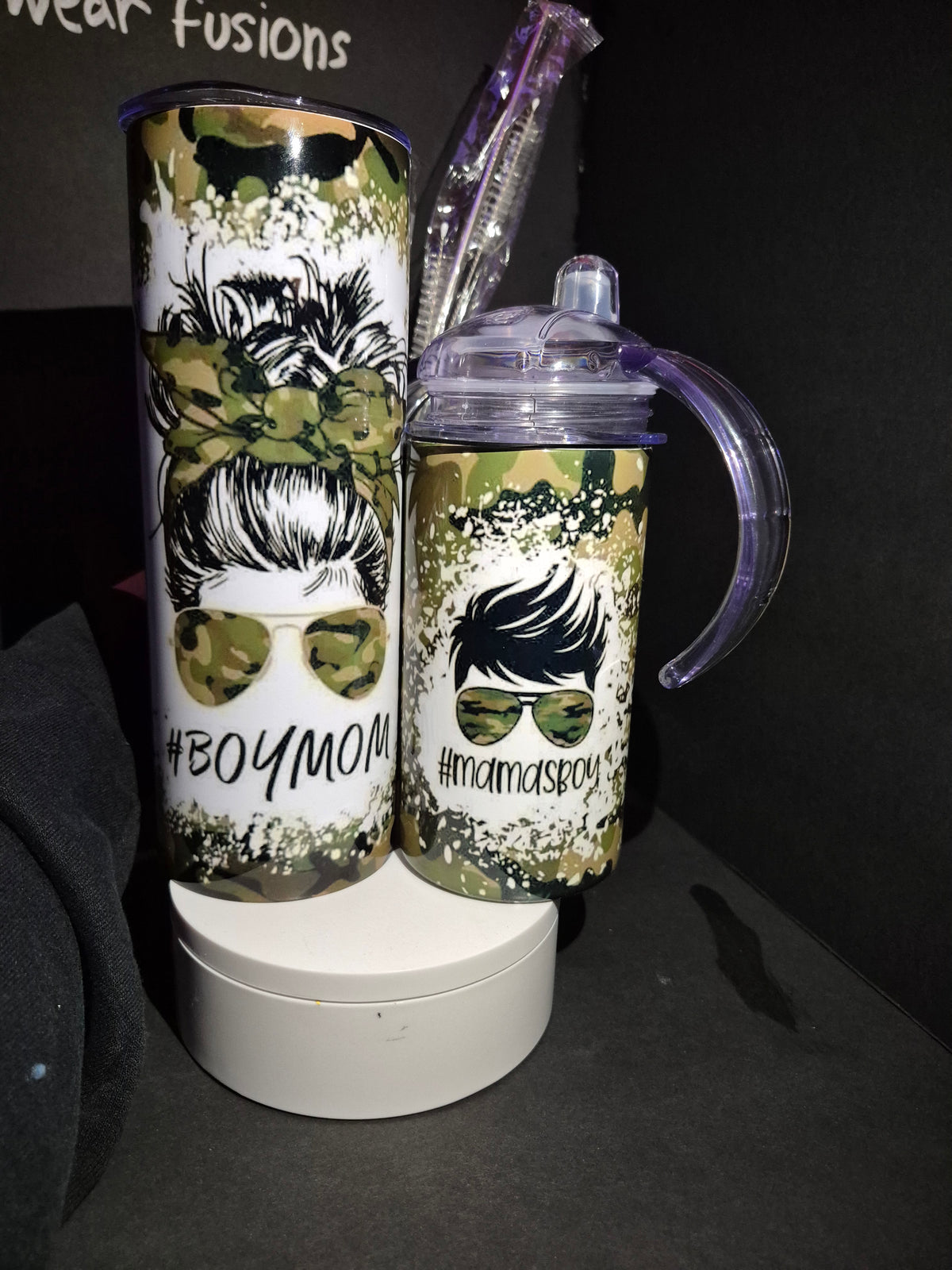 Mama's Boy / Boy Mom matching stainless steel tumbler set