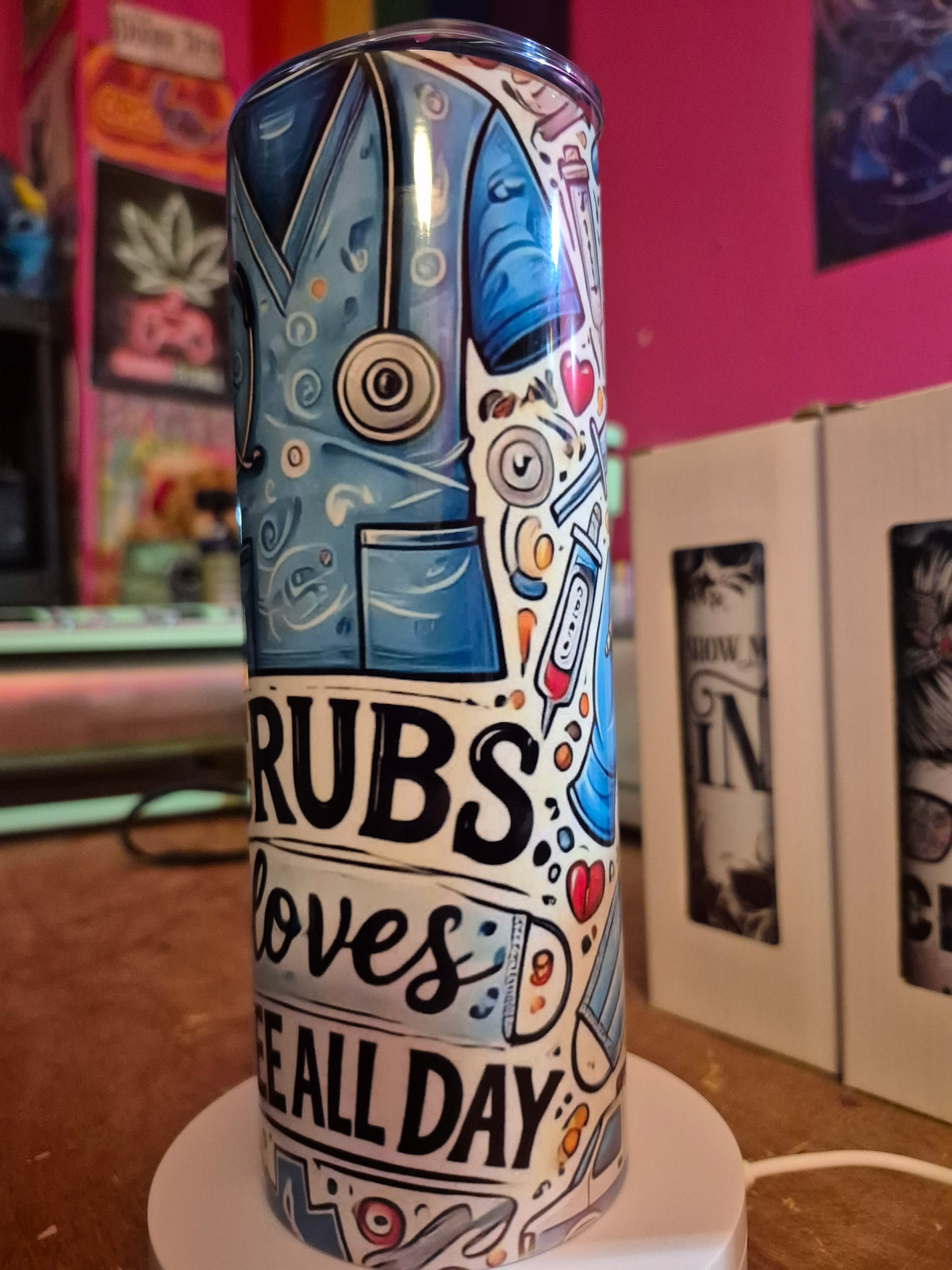 Scrubs, gloved, and coffee all day 20 oz tumbler