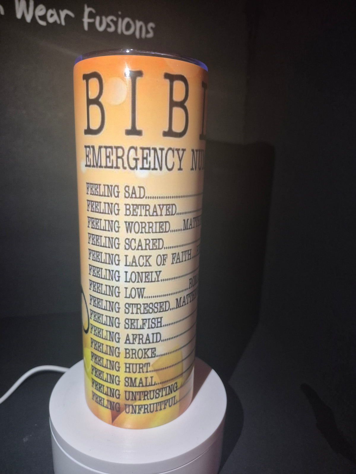 Emergency BIBLE numbers 20 oz stainless steel tumbler