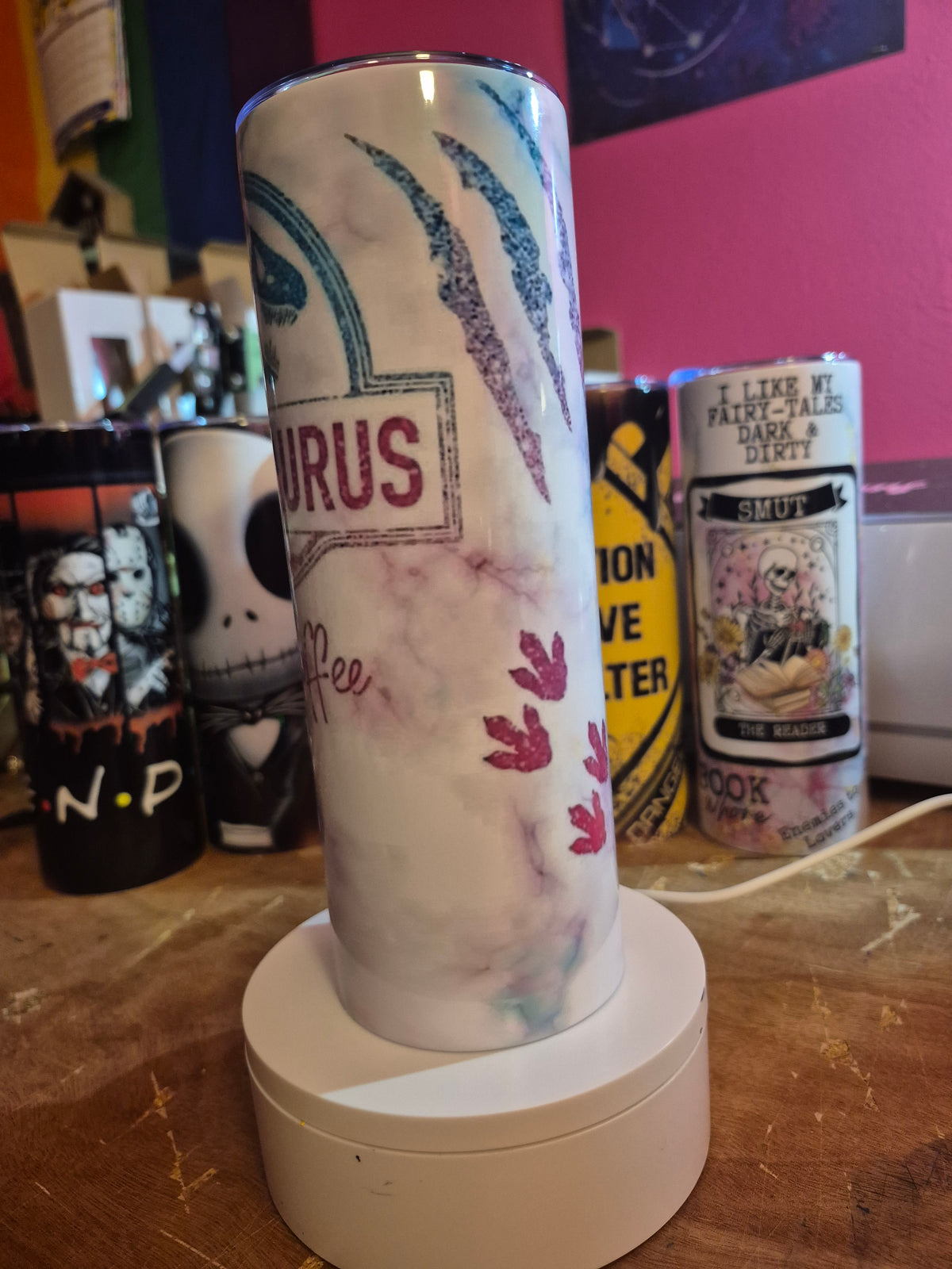 Bitchasaurus before coffee 20oz tumbler