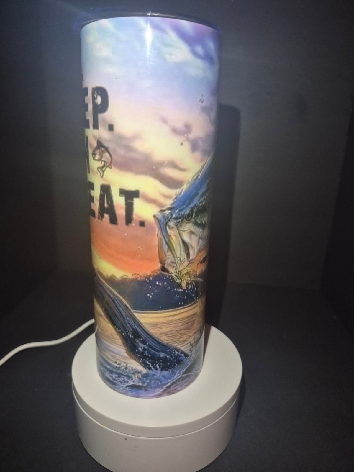 Eat sleep fish repeat 20 oz stainless steel tumbler