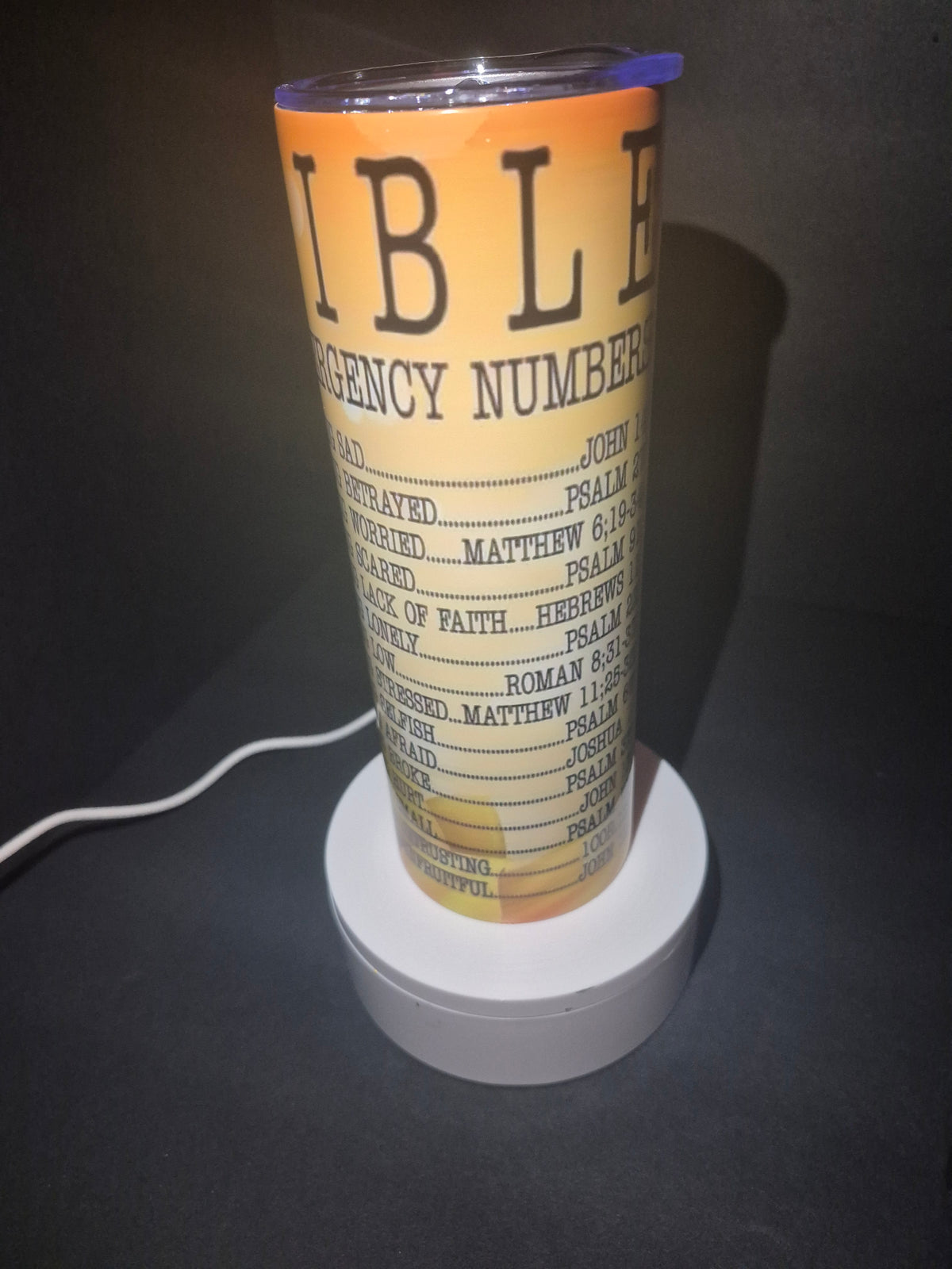 Emergency BIBLE numbers 20 oz stainless steel tumbler