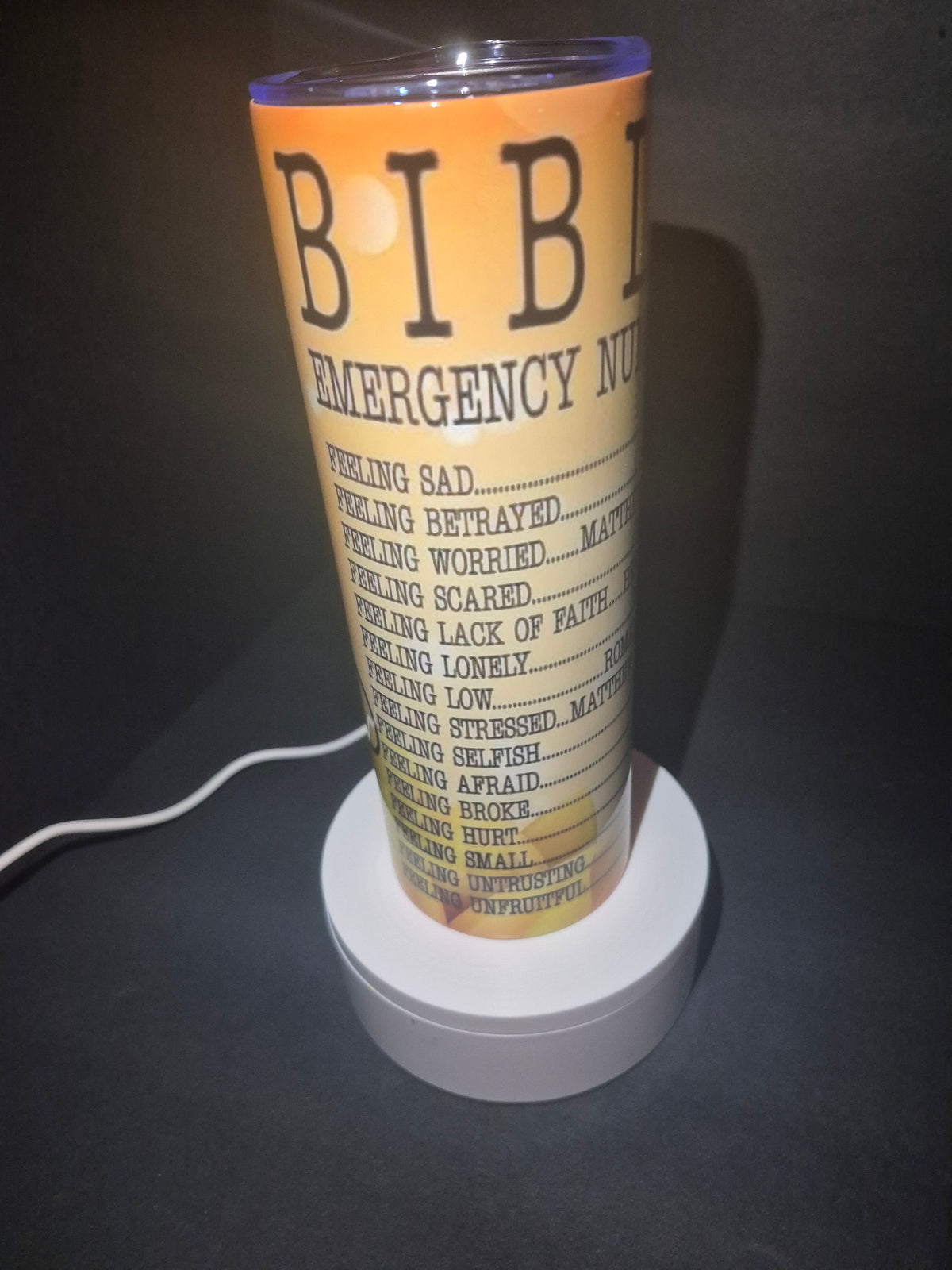 Emergency BIBLE numbers 20 oz stainless steel tumbler