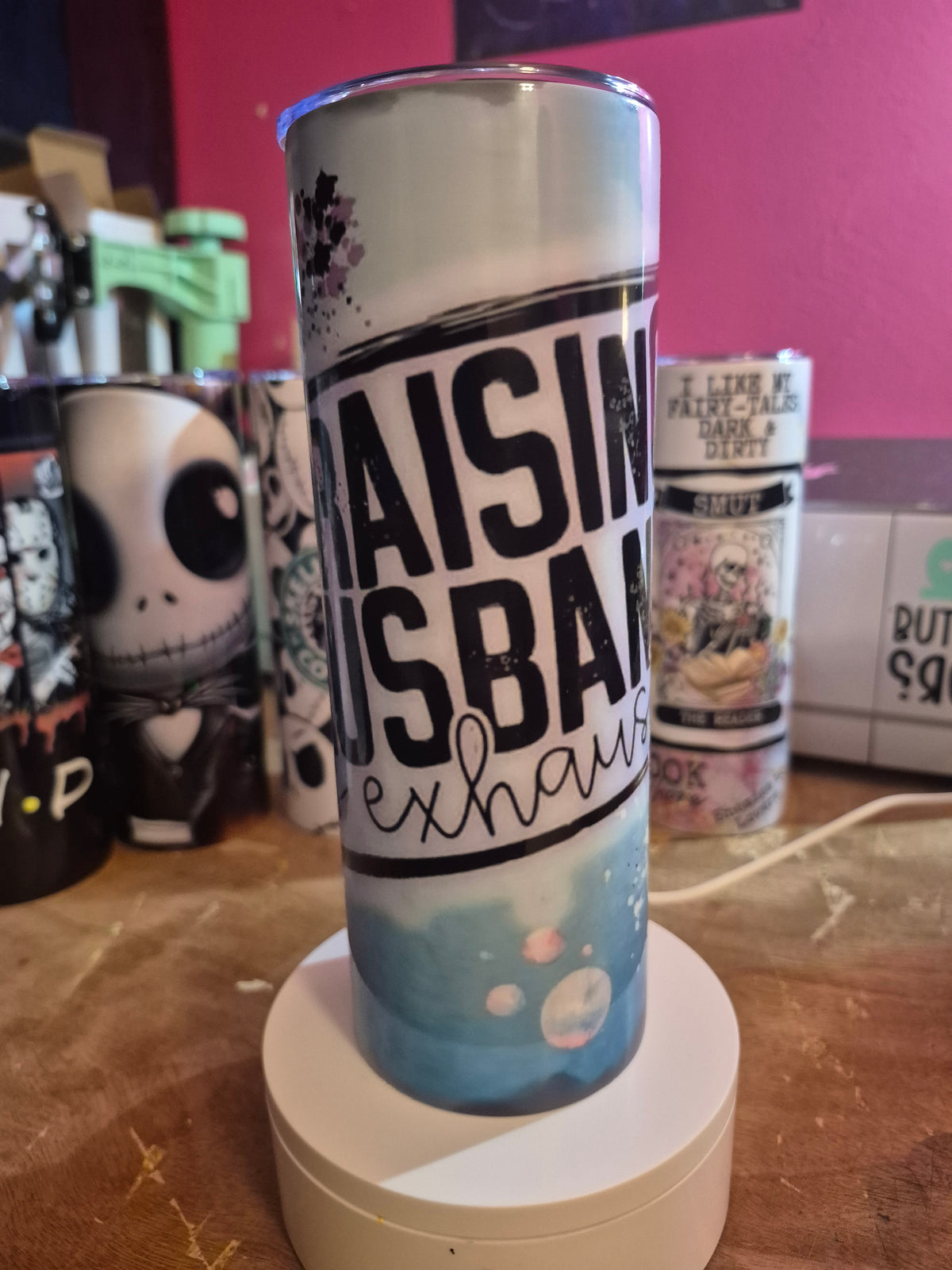 Raising husbands is exhausting 20 oz tumbler