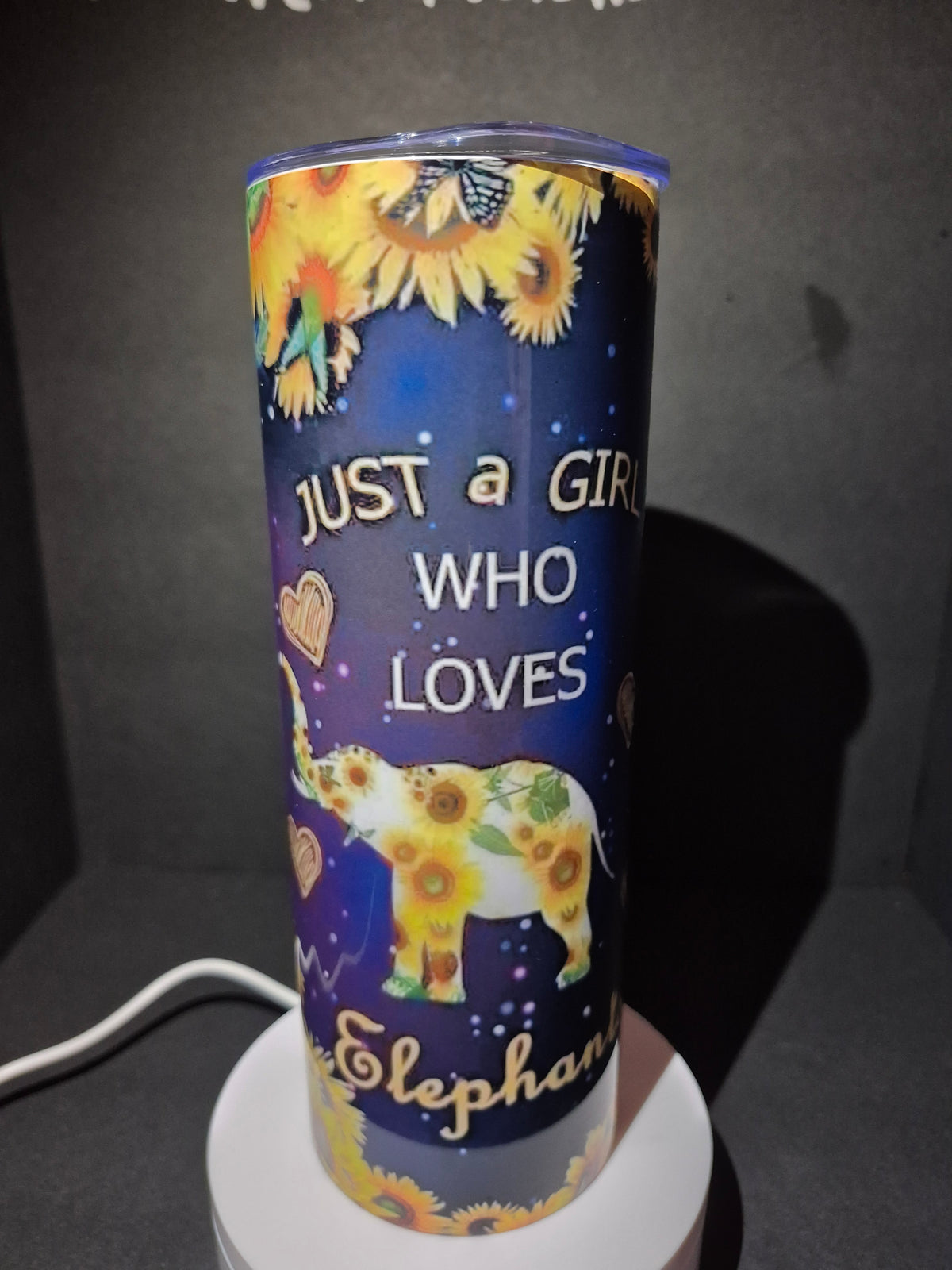 Elephant and sunflower 20 oz stainless steel tumbler