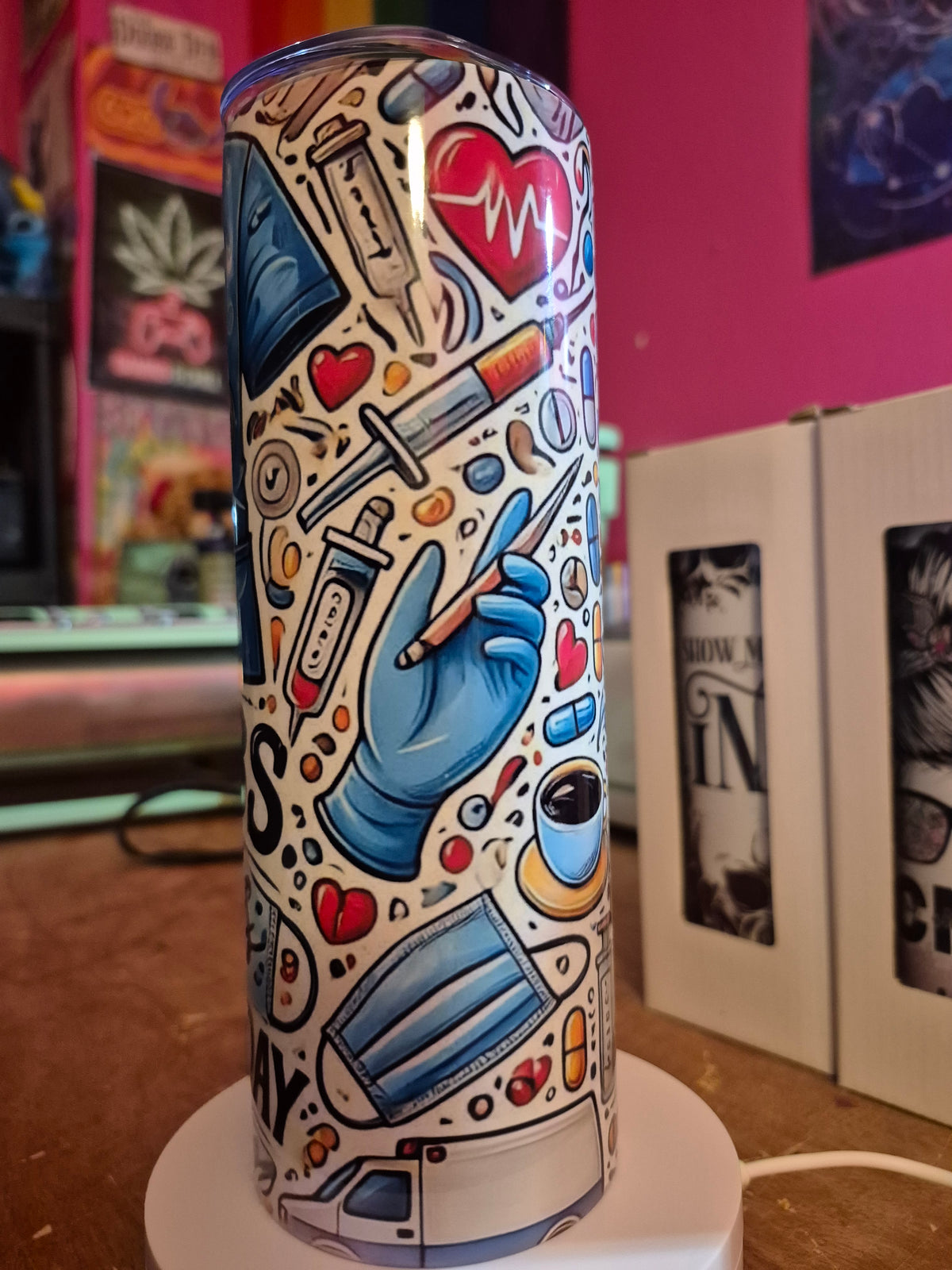 Scrubs, gloved, and coffee all day 20 oz tumbler